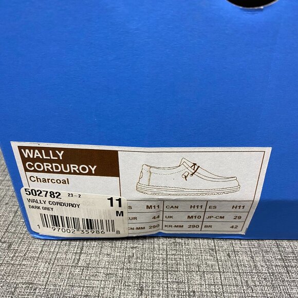 Hey Dude Wally Corduroy Charcoal NEW main image 11